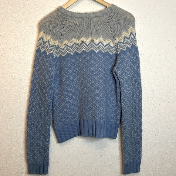 American Eagle Outfitters Blue Patterned Lambswool blend Crewneck Sweater - Picture 4 of 6